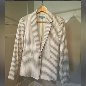 Antonio Melani linen suit cream and brown stripes SZ 0